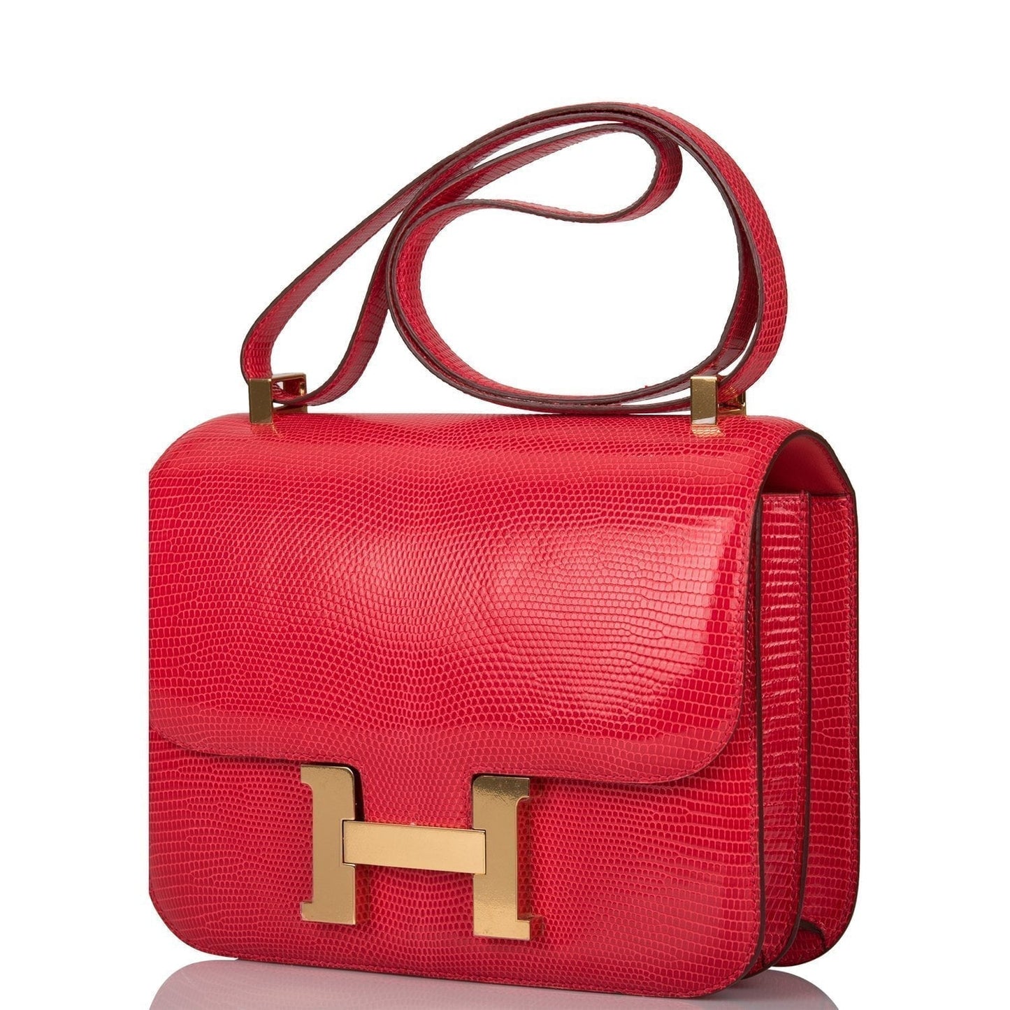 Hermes Constance 24 Rouge Exotique Lizard Niloticus Gold Hardware