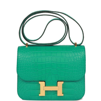 Hermes Constance 18 Vert Jade Matte Alligator Gold Hardware