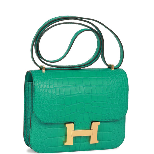 Hermes Constance 18 Vert Jade Matte Alligator Gold Hardware