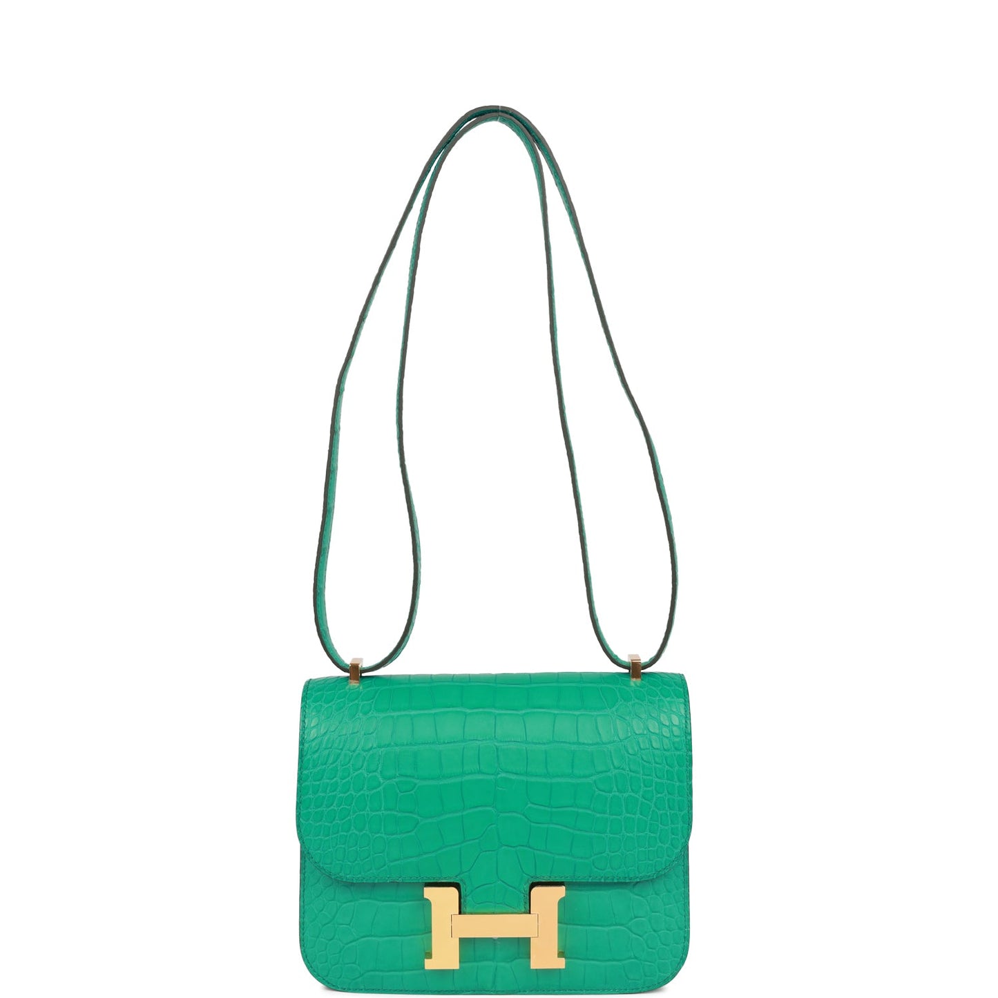 Hermes Constance 18 Vert Jade Matte Alligator Gold Hardware