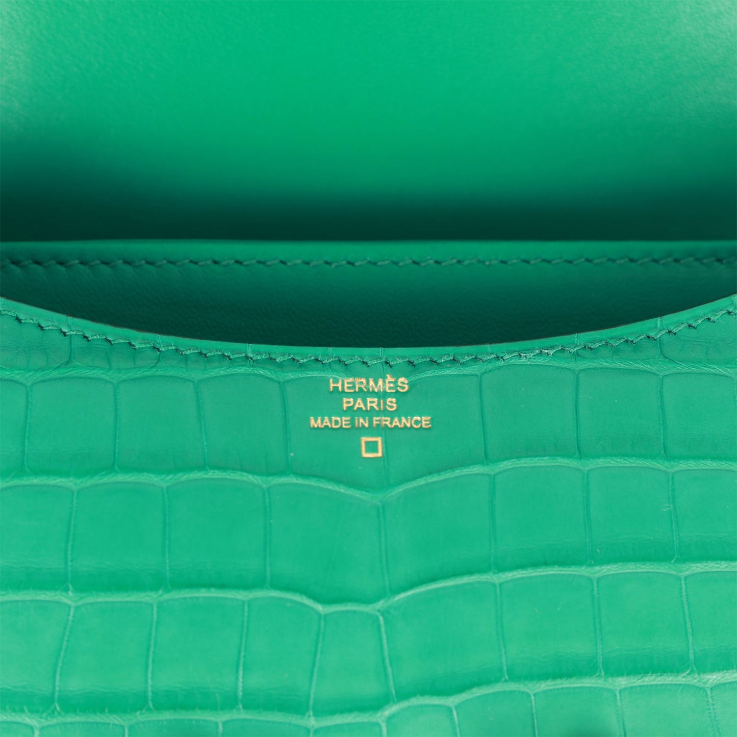 Hermes Constance 18 Vert Jade Matte Alligator Gold Hardware