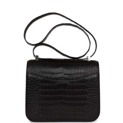 Hermes Constance 24 Black Matte Alligator and Ombre Lizard Marquette Palladium Hardware