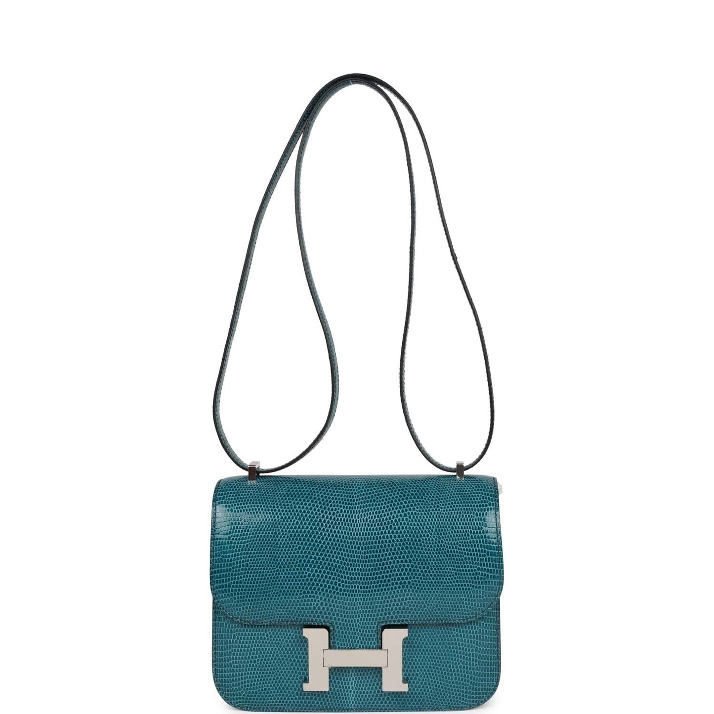 Hermes Mini Constance 18 Bleu Petrole Lizard Niloticus Palladium Hardware