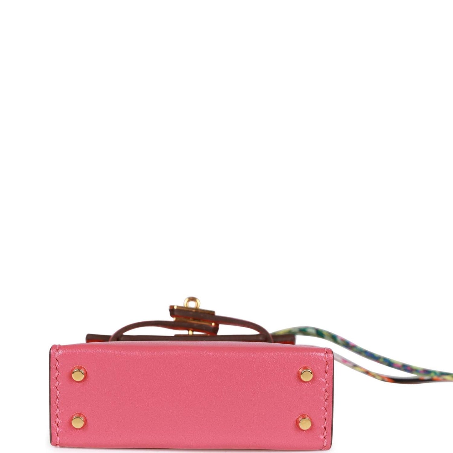 Hermes Mini Kelly Twilly Bag Charm Rose Lipstick Tadelakt Gold Hardware