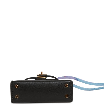 Hermes Black Tadelakt Mini Kelly Twilly Bag Charm