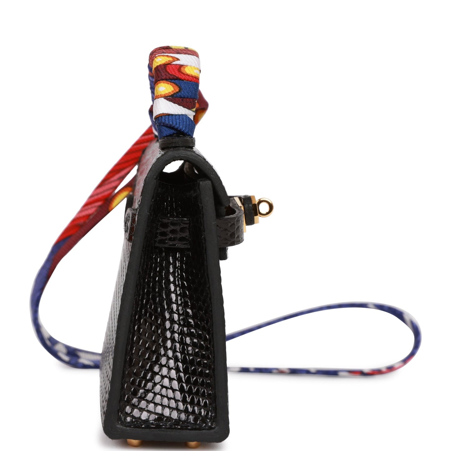 Hermes Black Lizard Mini Kelly Twilly Bag Charm