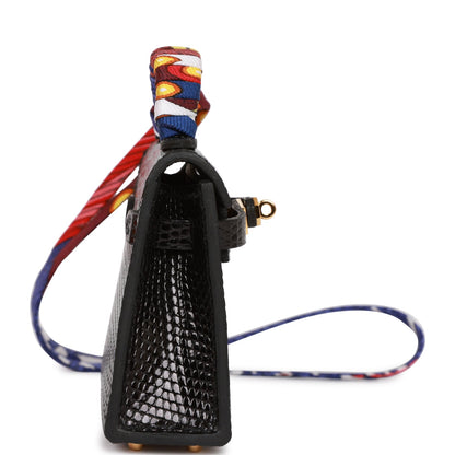 Hermes Black Lizard Mini Kelly Twilly Bag Charm