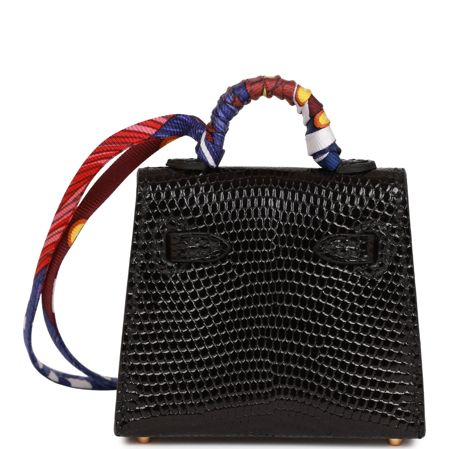 Hermes Black Lizard Mini Kelly Twilly Bag Charm