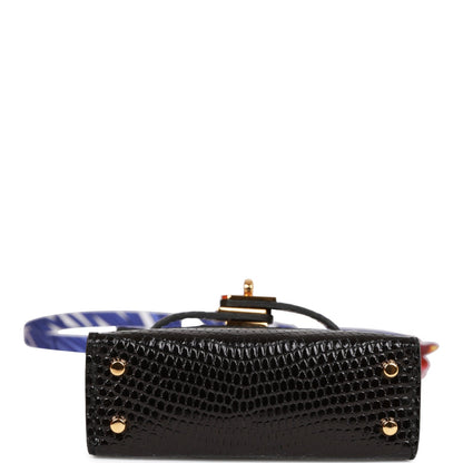 Hermes Black Lizard Mini Kelly Twilly Bag Charm