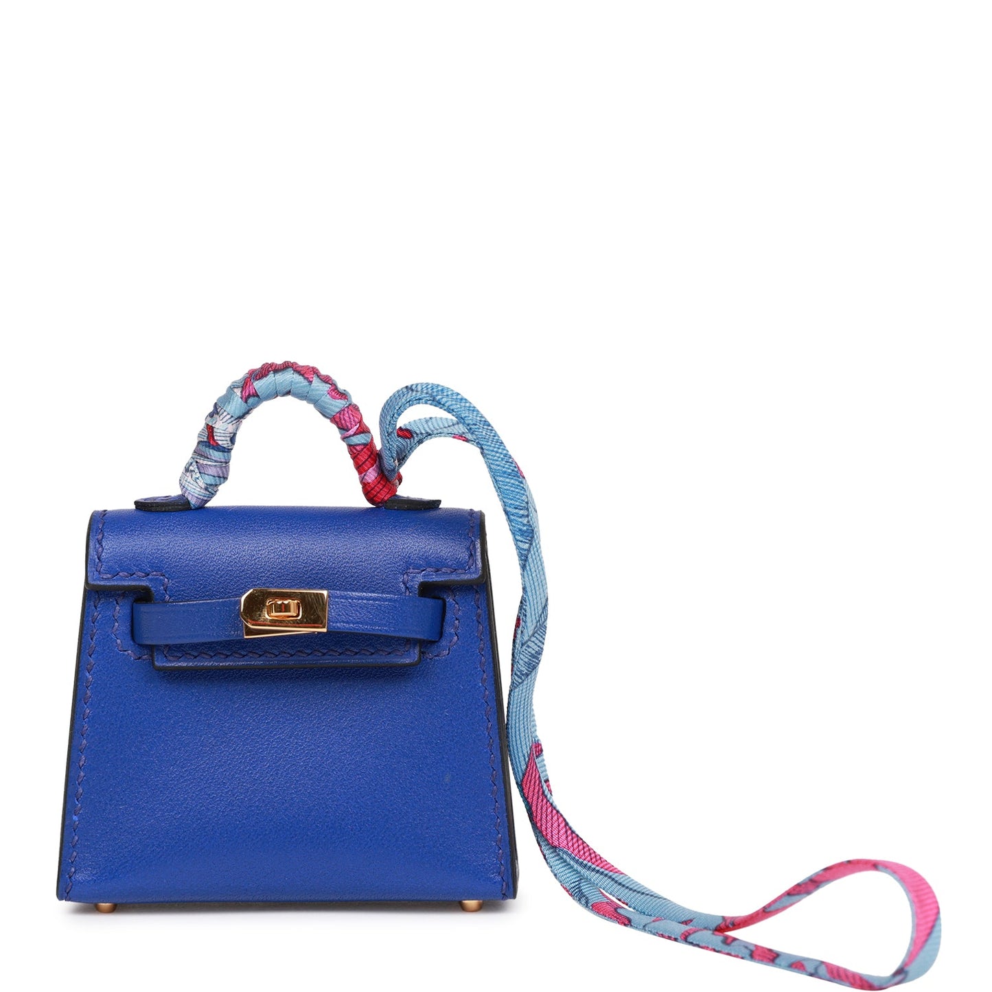 Hermes Bleu Electric Tadelakt Mini Kelly Twilly Bag Charm