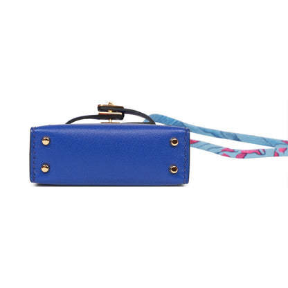 Hermes Bleu Electric Tadelakt Mini Kelly Twilly Bag Charm