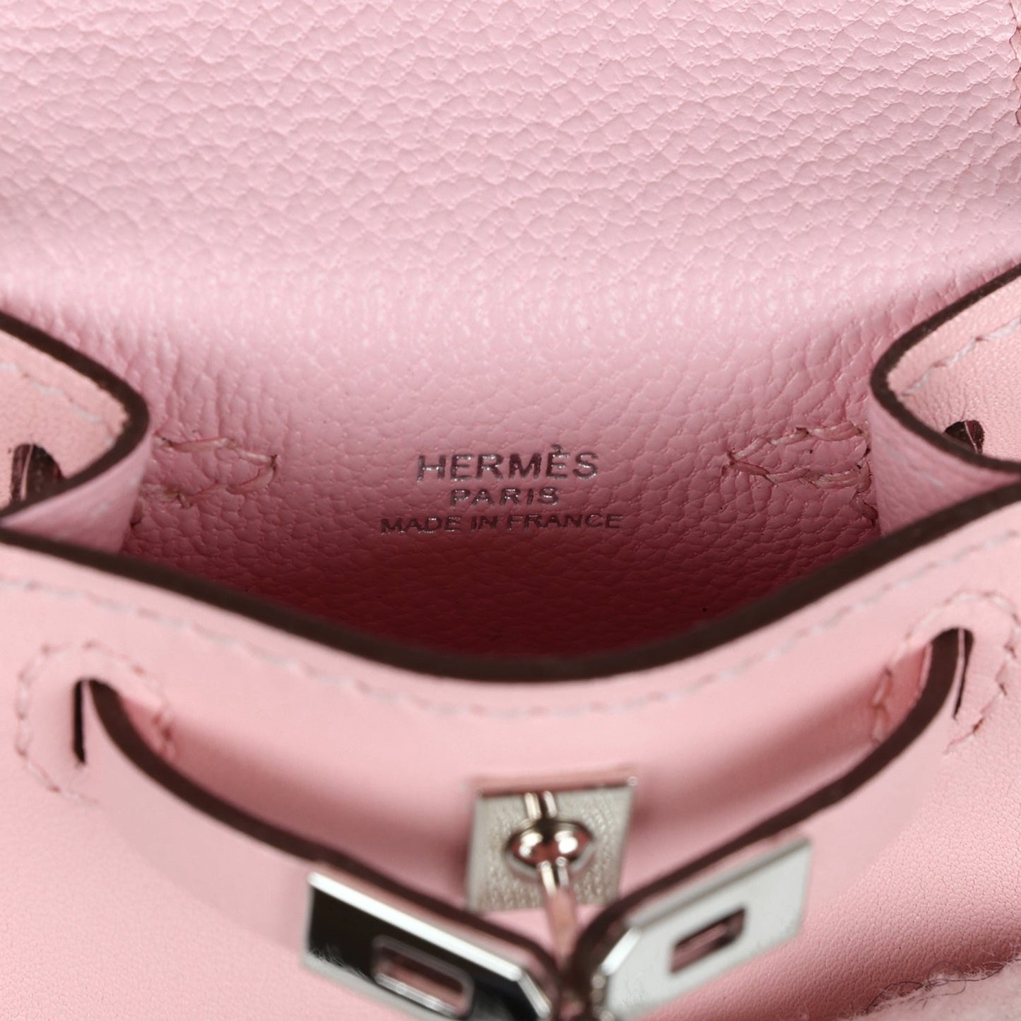 Hermes Rose Sakura Tadelakt Mini Kelly Twilly Bag Charm Palladium Hardware