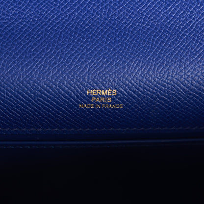 Hermes Kelly Pochette Bleu Electric Epsom Gold Hardware