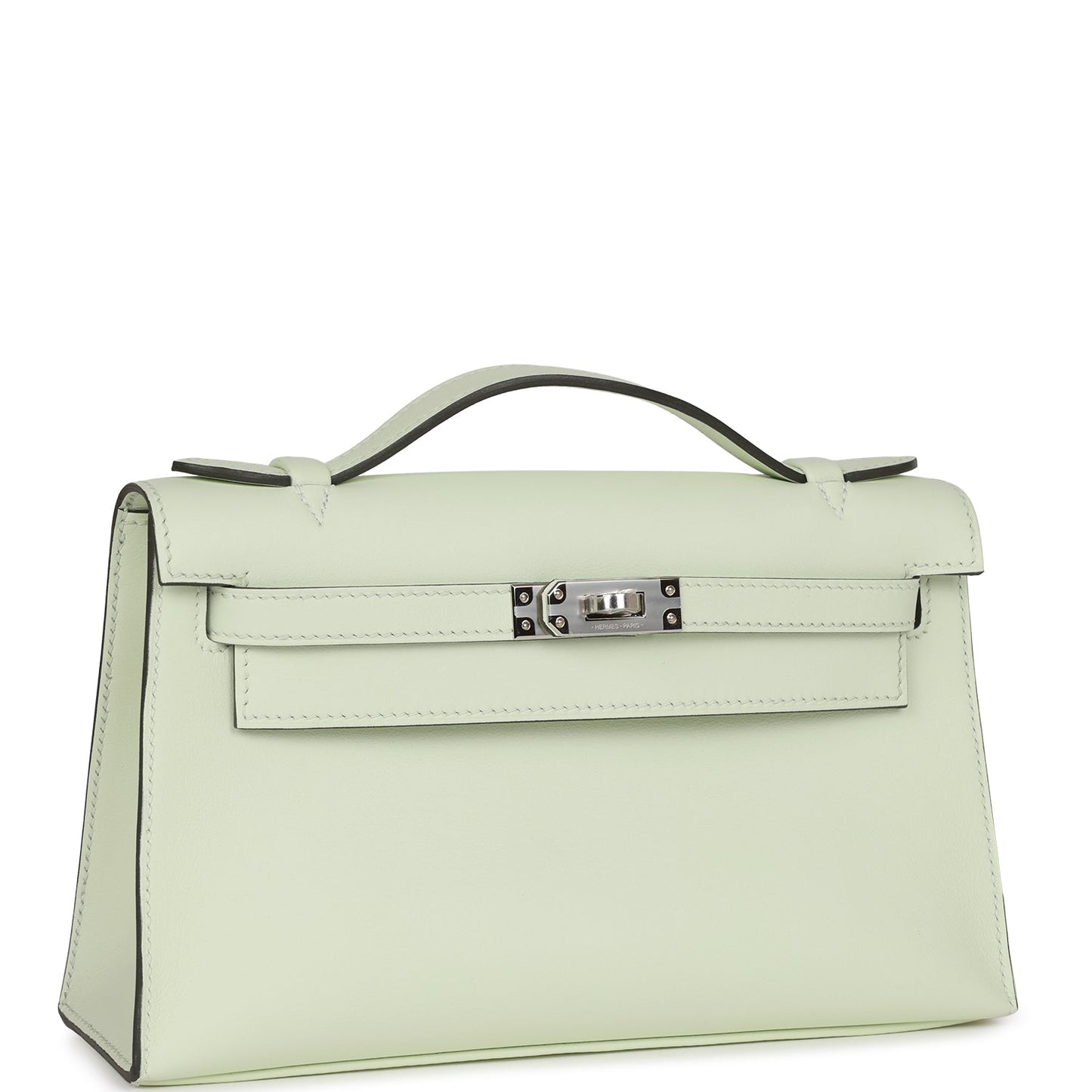 Hermes Kelly Pochette Vert Fizz Swift Palladium Hardware