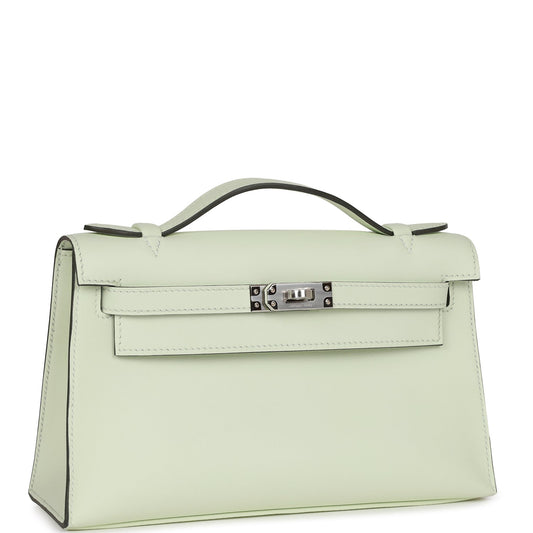 Hermes Kelly Pochette Vert Fizz Swift Palladium Hardware