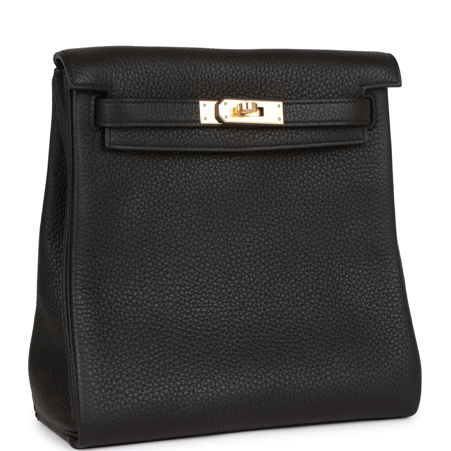 Hermes Kelly Ado Backpack Black Clemence Gold Hardware