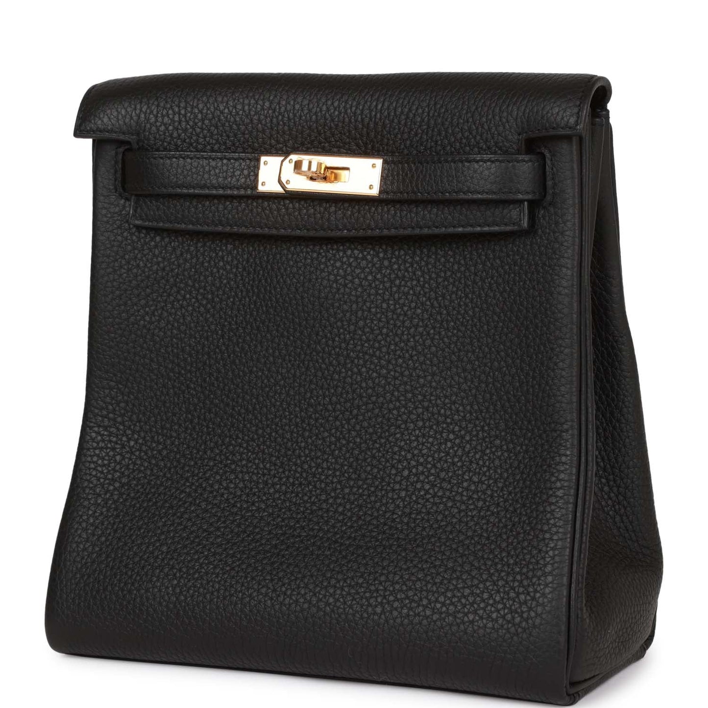 Hermes Kelly Ado Backpack Black Clemence Gold Hardware