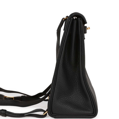 Hermes Kelly Ado Backpack Black Clemence Gold Hardware