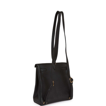 Hermes Kelly Ado Backpack Black Clemence Gold Hardware