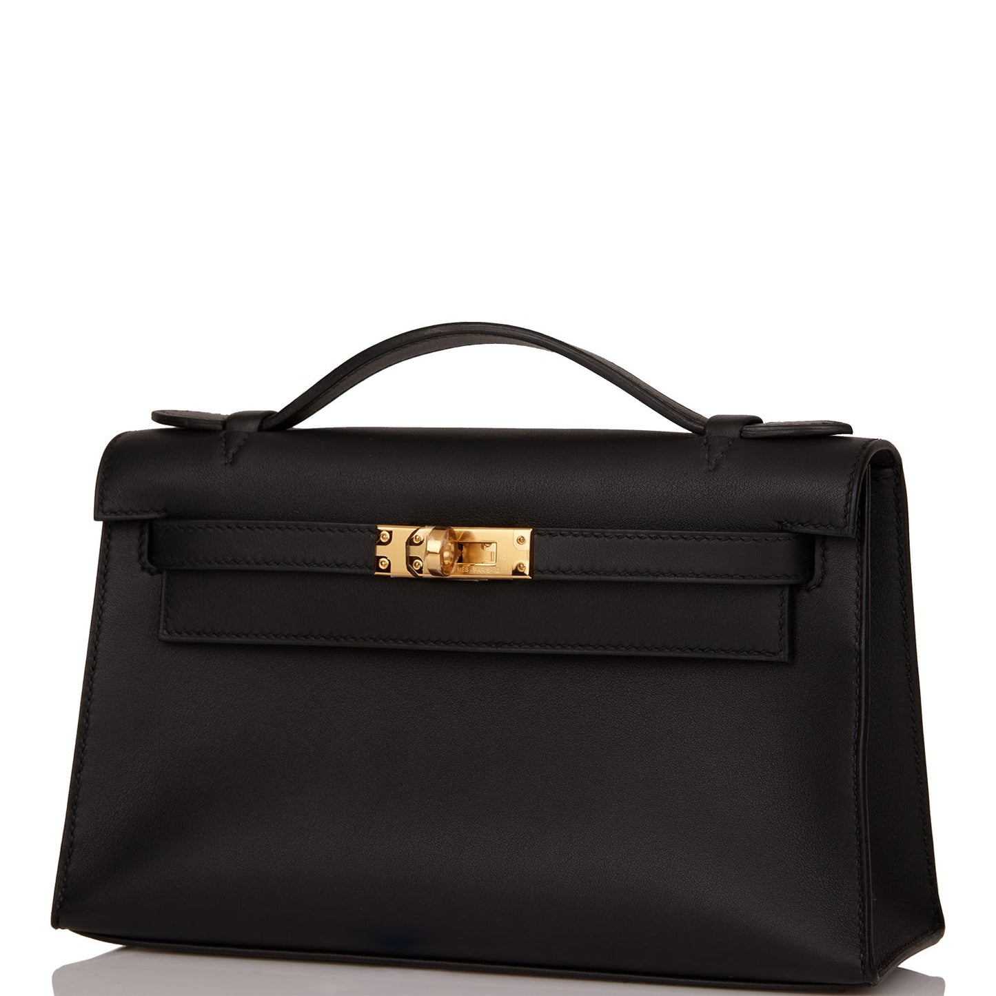 Hermes Kelly Pochette Black Swift Gold Hardware