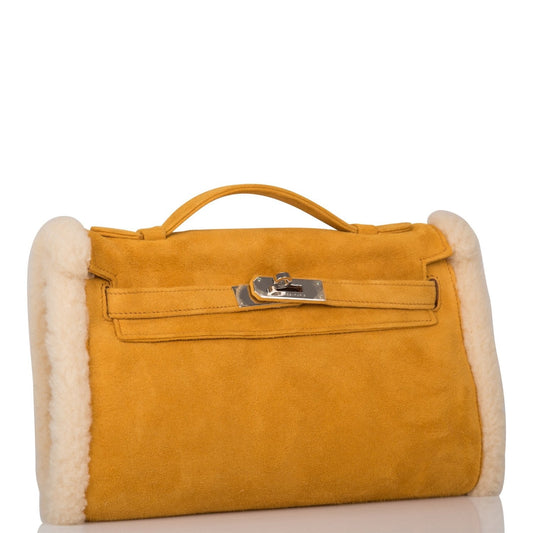 Hermes Sable Doblis and Shearling Teddy Kelly Muff Palladium Hardware