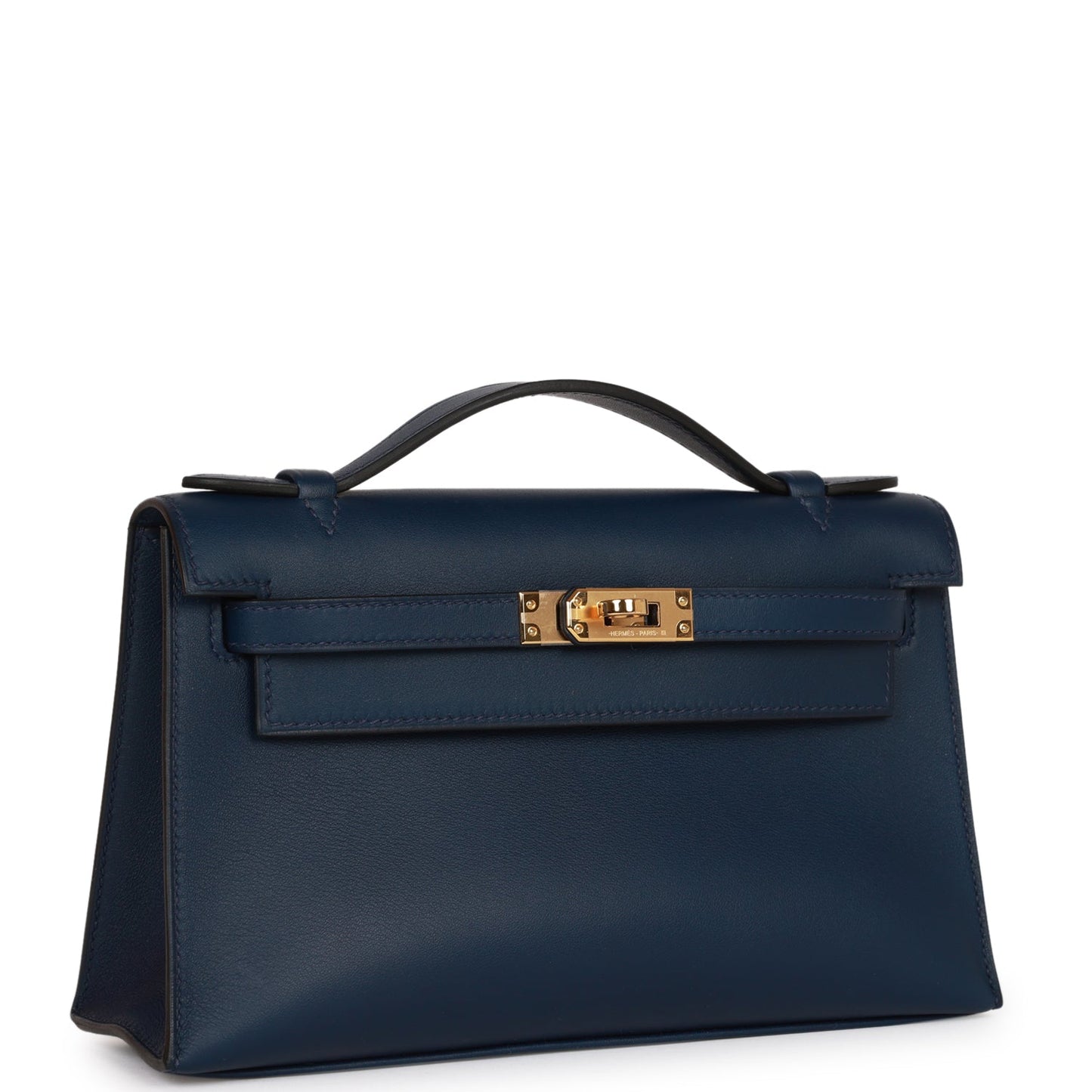 Hermes Kelly Pochette Bleu Navy Swift Gold Hardware