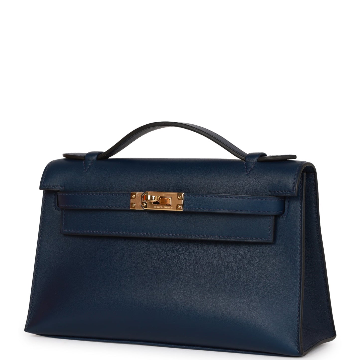 Hermes Kelly Pochette Bleu Navy Swift Gold Hardware