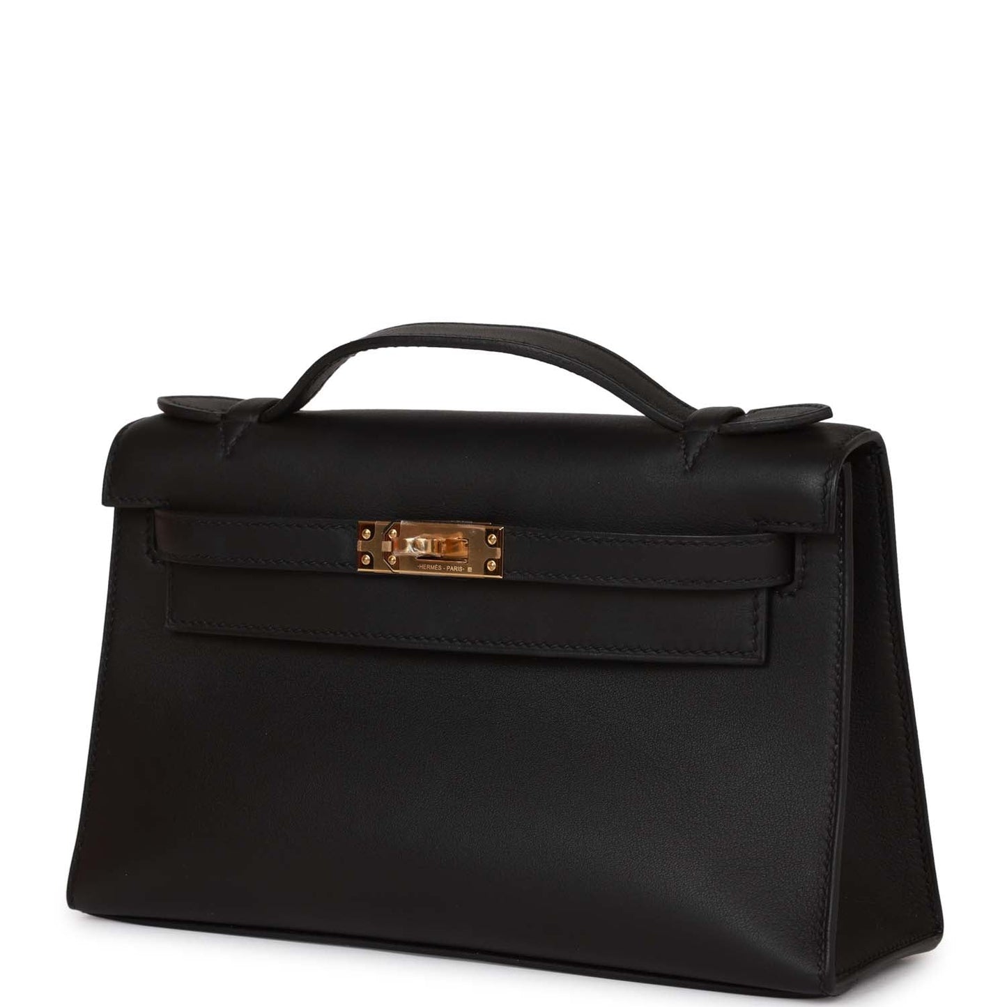 Hermes Kelly Pochette Black Swift Gold Hardware