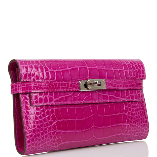 Hermes Kelly Long Wallet Rose Scheherazade Alligator Palladium Hardware