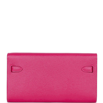 Hermes Kelly Wallet To Go Rose Mexico Chevre Palladium Hardware