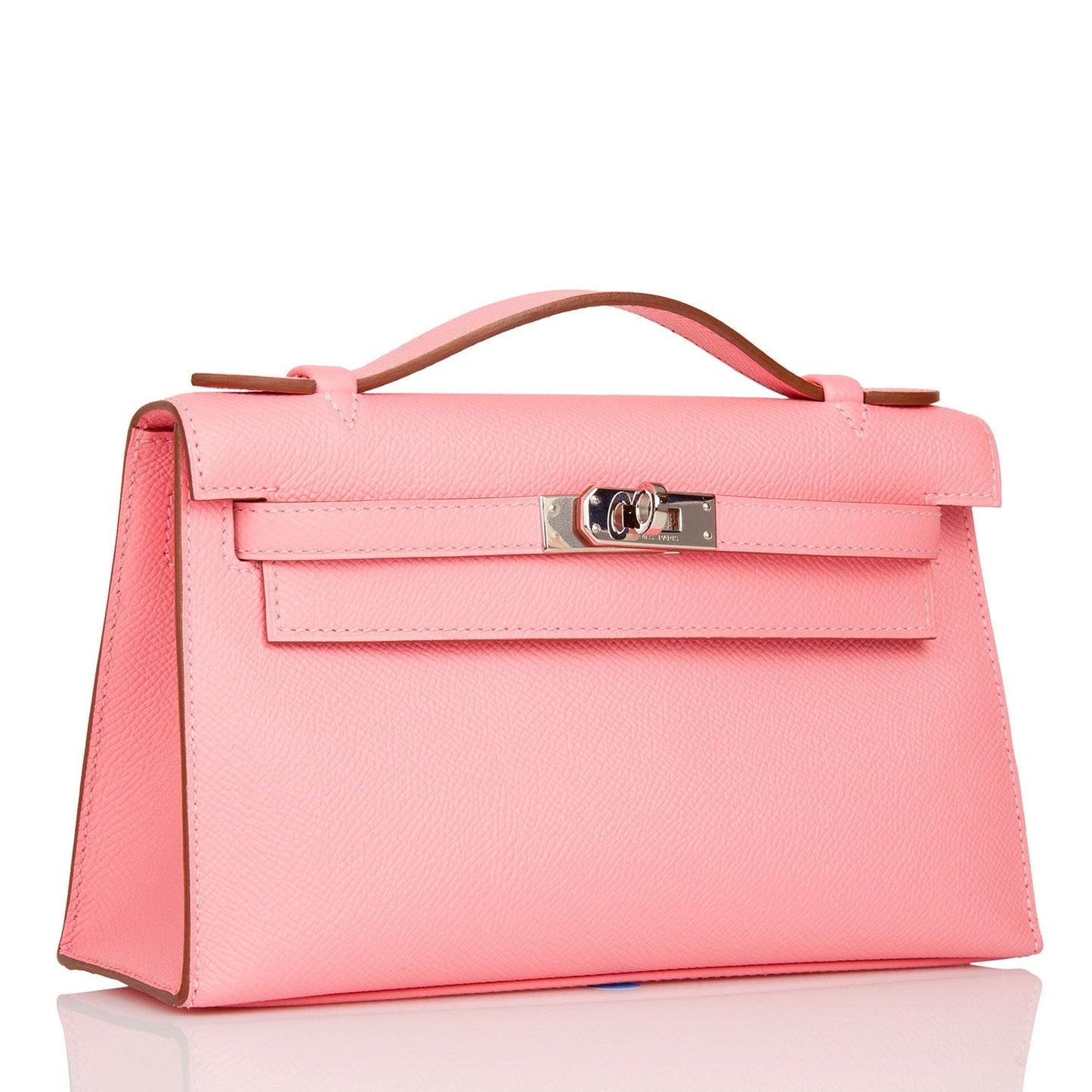 Hermes Kelly Pochette Rose Confetti Epsom Palladium Hardware