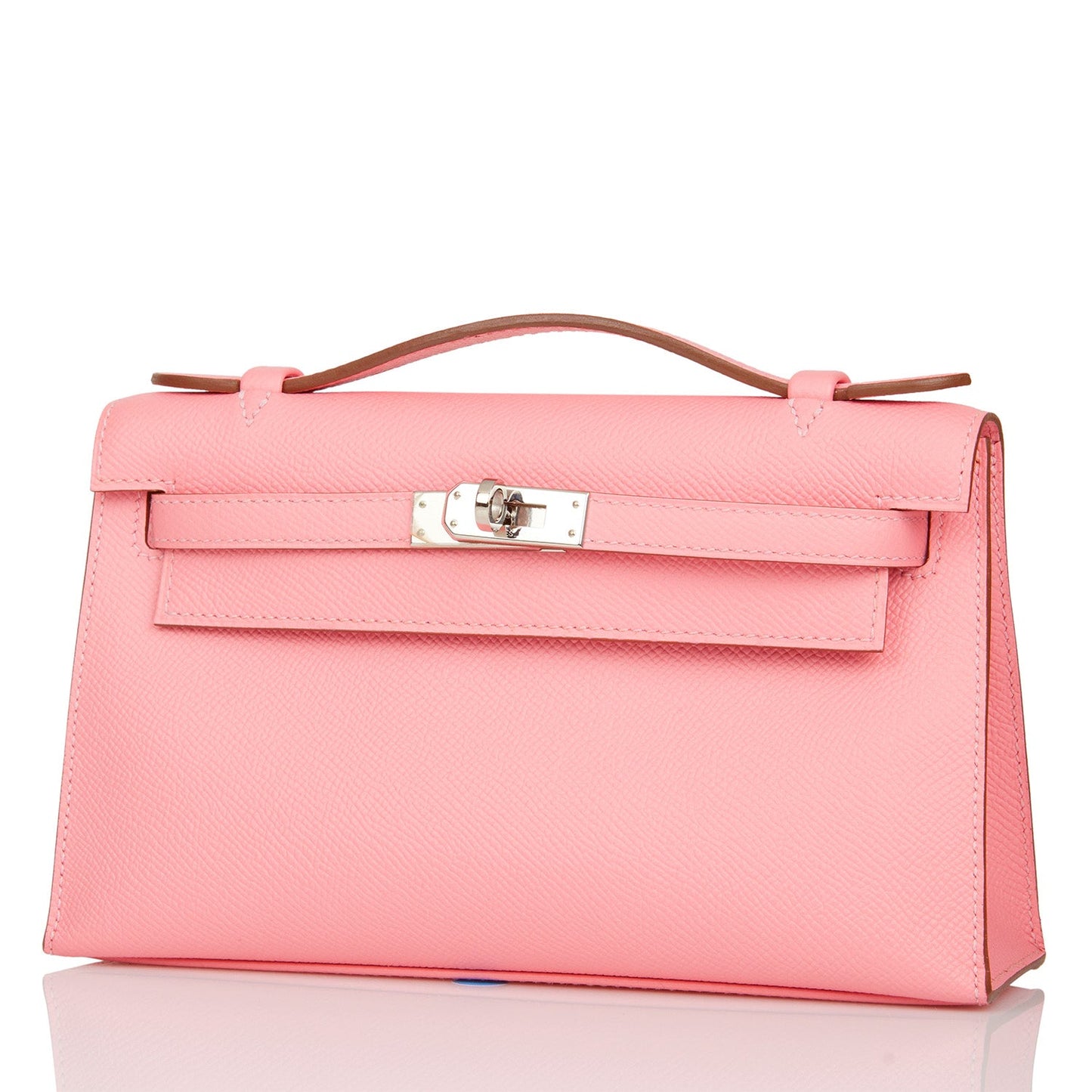 Hermes Kelly Pochette Rose Confetti Epsom Palladium Hardware