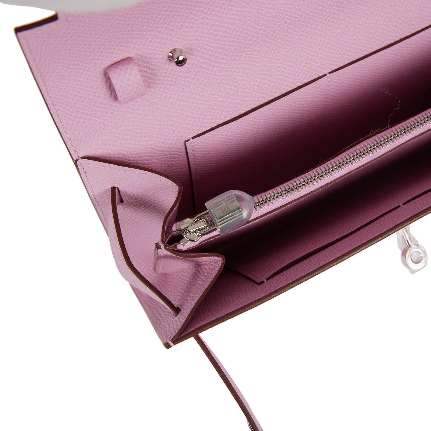 Hermes Kelly Wallet To Go Mauve Sylvestre Epsom Palladium Hardware