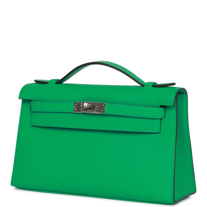 Hermes Kelly Pochette Menthe Swift Palladium Hardware