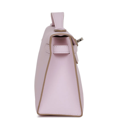 Hermes Kelly Pochette Mauve Pale Swift Palladium Hardware