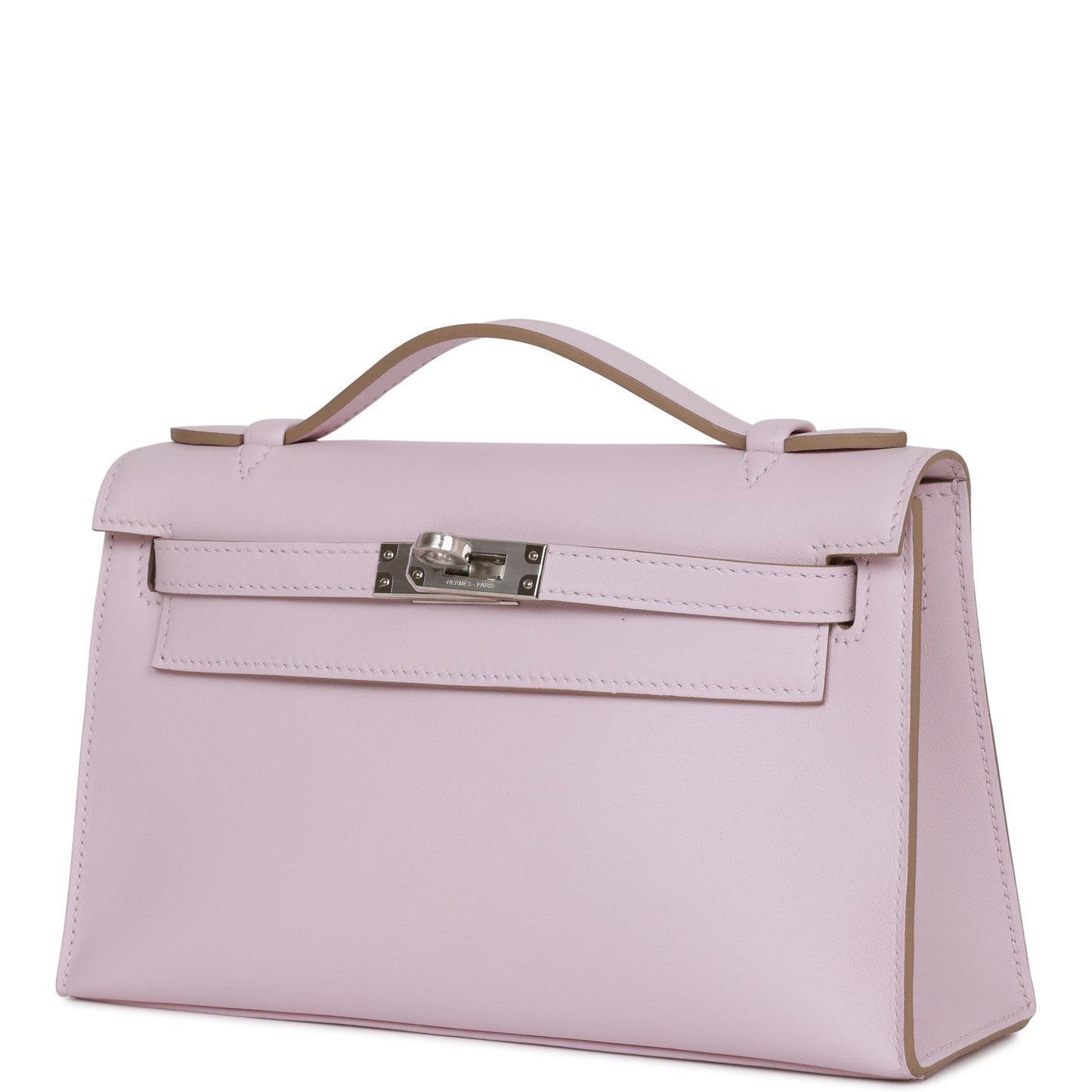 Hermes Kelly Pochette Mauve Pale Swift Palladium Hardware