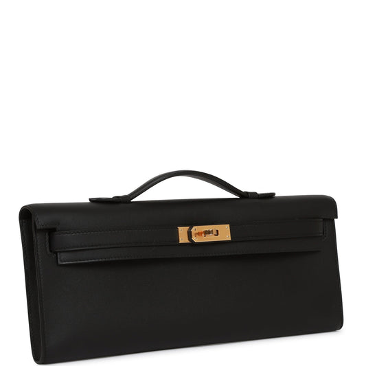 Hermes Kelly Cut Black Swift Gold Hardware