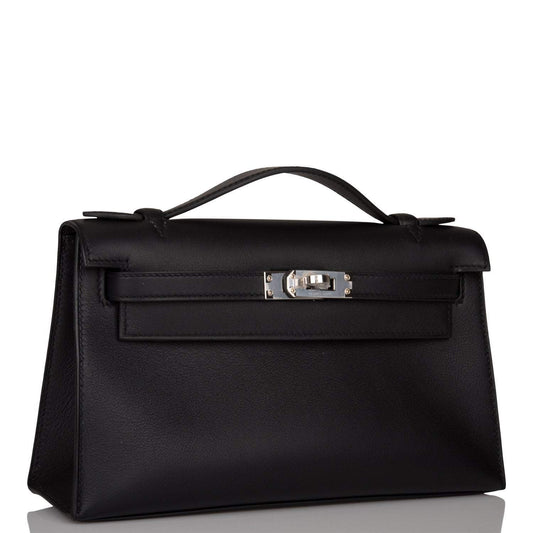 Hermes Black Swift Mini Kelly Pochette Palladium Hardware