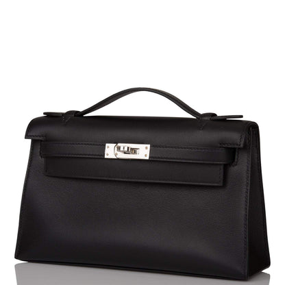 Hermes Black Swift Mini Kelly Pochette Palladium Hardware