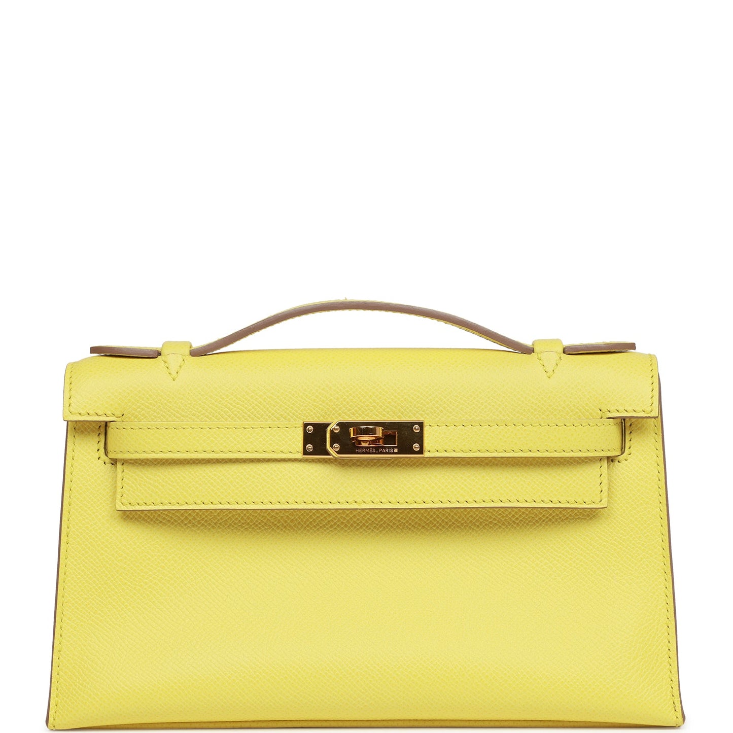 Hermes Kelly Pochette Soufre Epsom Gold Hardware