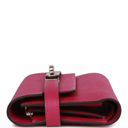 Hermes Medium Kelly Depliant Wallet Rose Pourpre Epsom Palladium Hardware