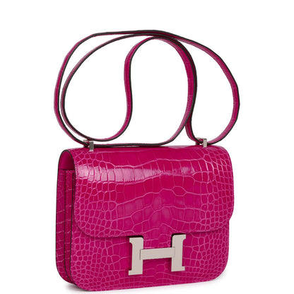 Hermes Constance 18 Rose Mexico Shiny Alligator Palladium Hardware