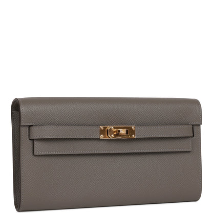 Hermes Kelly Wallet To Go Gris Meyer Epsom Gold Hardware