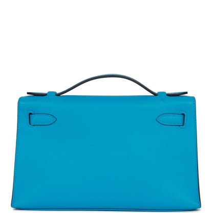 Hermes Kelly Pochette Bleu Frida Swift Gold Hardware