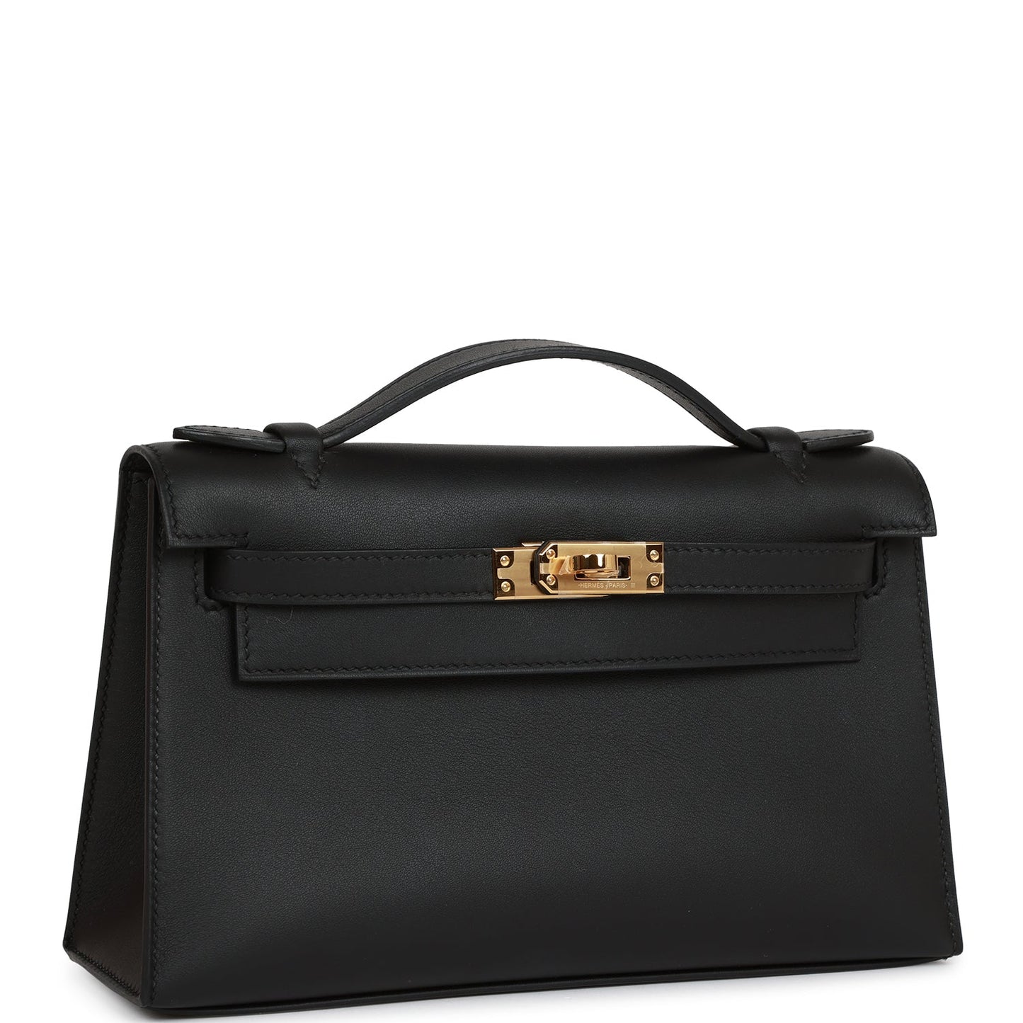 Hermes Kelly Pochette Black Swift Gold Hardware