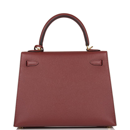 Hermes Kelly Sellier 25 Rouge H Epsom Gold Hardware