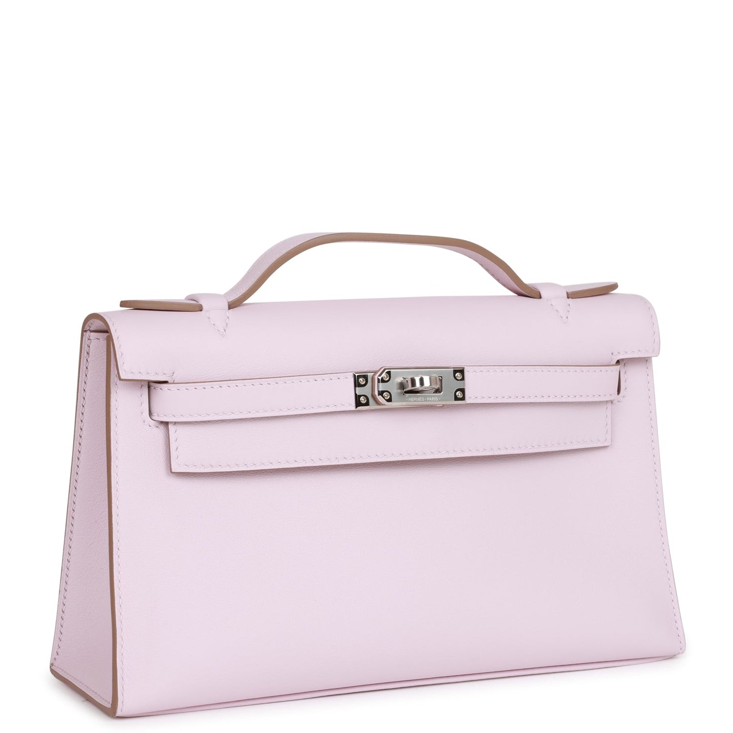 Hermes Kelly Pochette Mauve Pale Swift Palladium Hardware