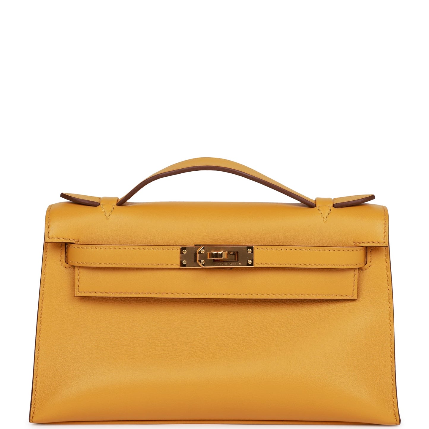 Hermes Kelly Pochette Jaune Ambre Swift Gold Hardware