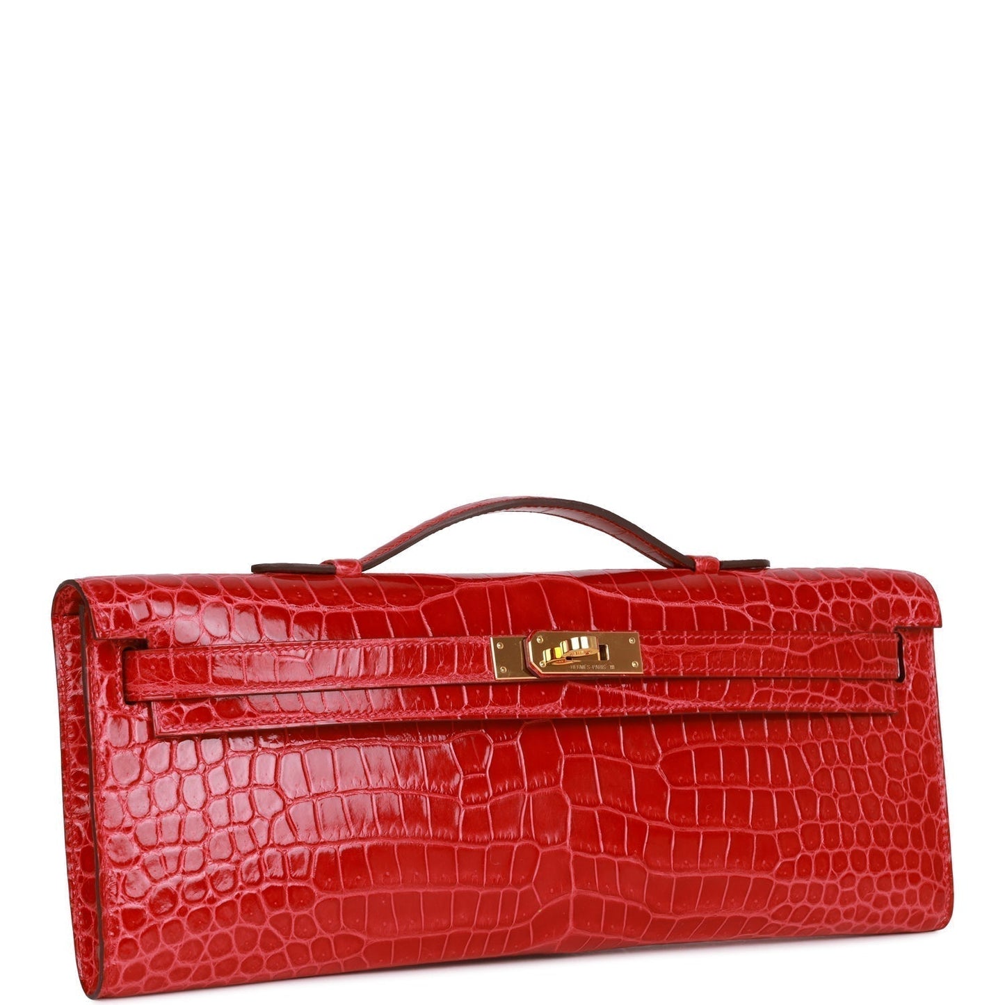 Hermes Kelly Cut Braise Shiny Porosus Crocodile Gold Hardware