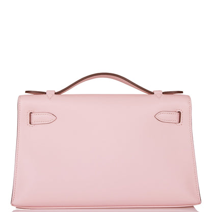 Hermes Kelly Pochette Rose Sakura Swift Palladium Hardware